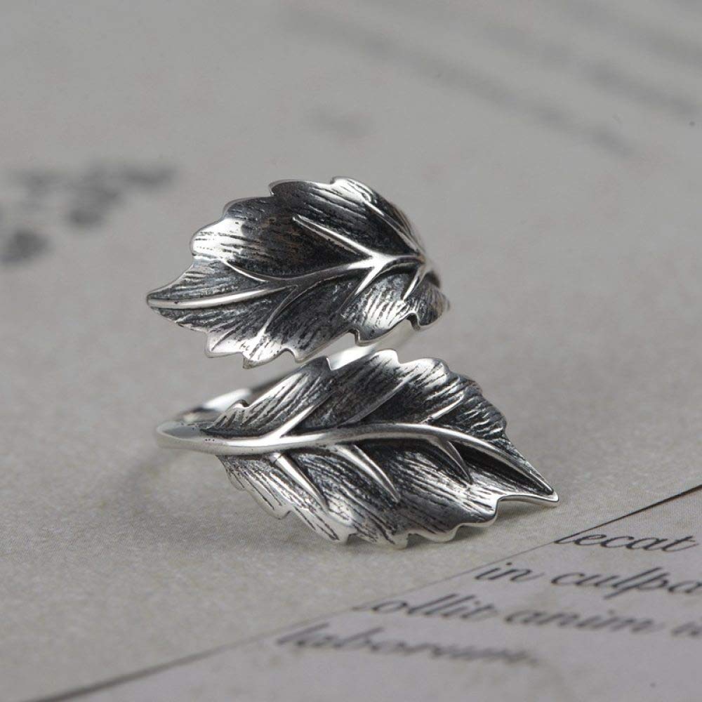 Anello In Argento 925 Da Donna,Anello Regolabile Per Donna Foglie Incisione Vintage In Argento Sterling 925 Afflitto Anello A Coda Di Torsione Anelli Di Eternità Fedi Nuziali Anelli Di Promessa Per