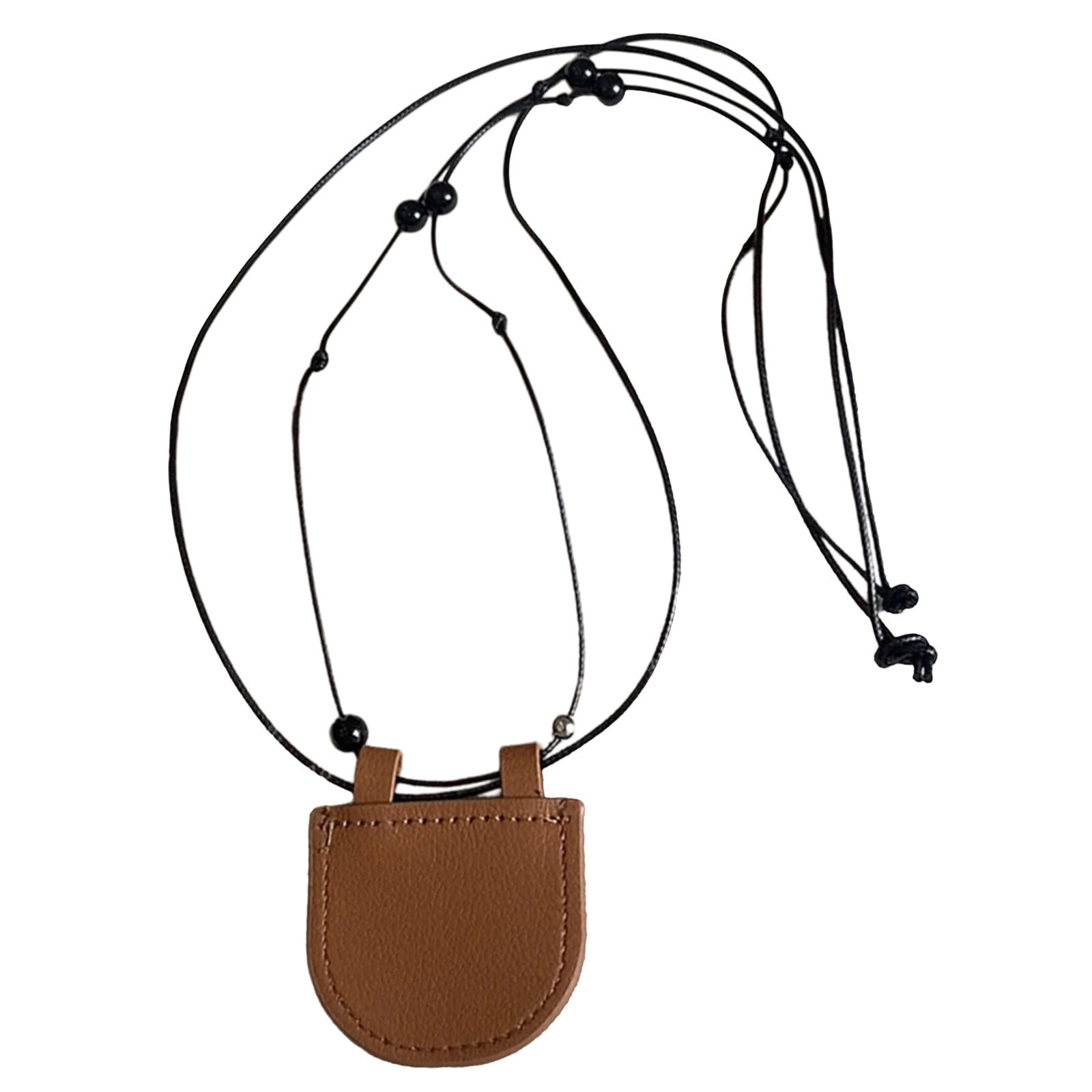 Pochette Porte-écouteurs En Cuir - Collier Pendentif Pour Pièces Et écouteurs, Style Vintage