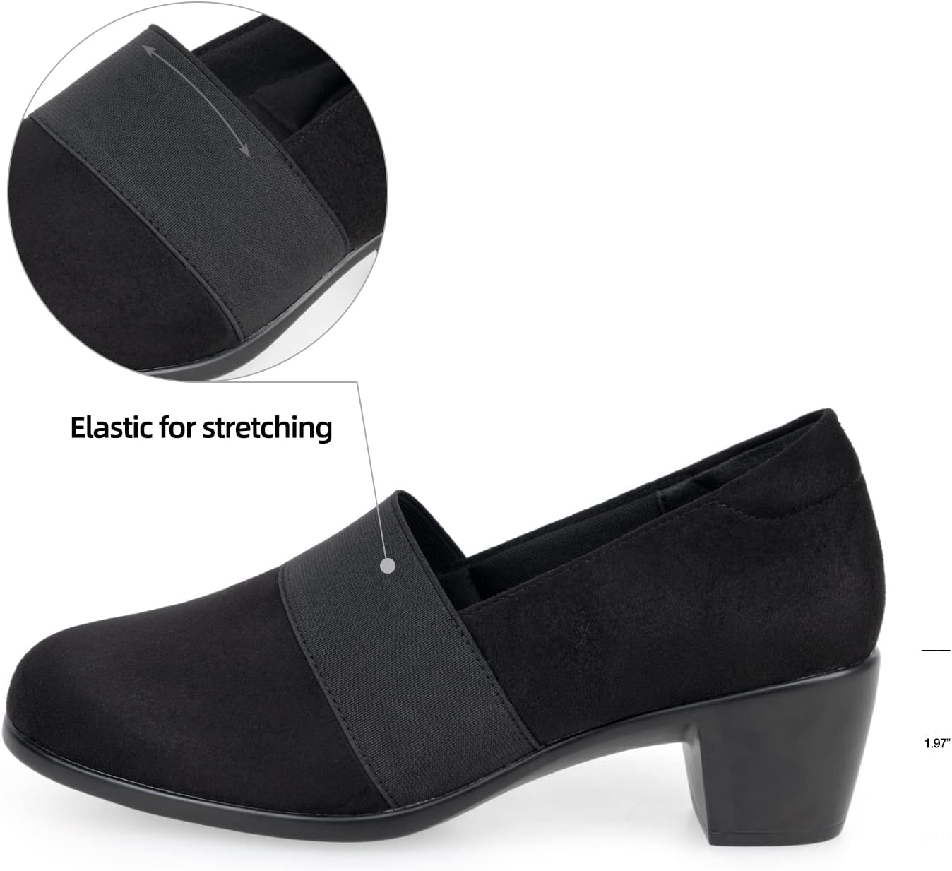 VJH confort Women’s Heeled Shoes, Comfortable Elastic Low Block Chunky Heels Pumps - Image 3