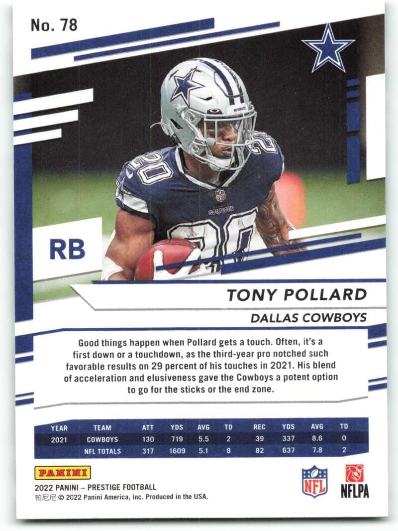 2022 Panini Prestige #78 Tony Pollard Dallas Cowboys Football Card