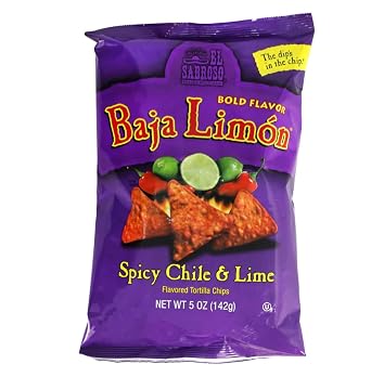 رقائق تورتيلا الفلفل الحار والليمون من El Sabroso Baja Limon، 5 أونصة.