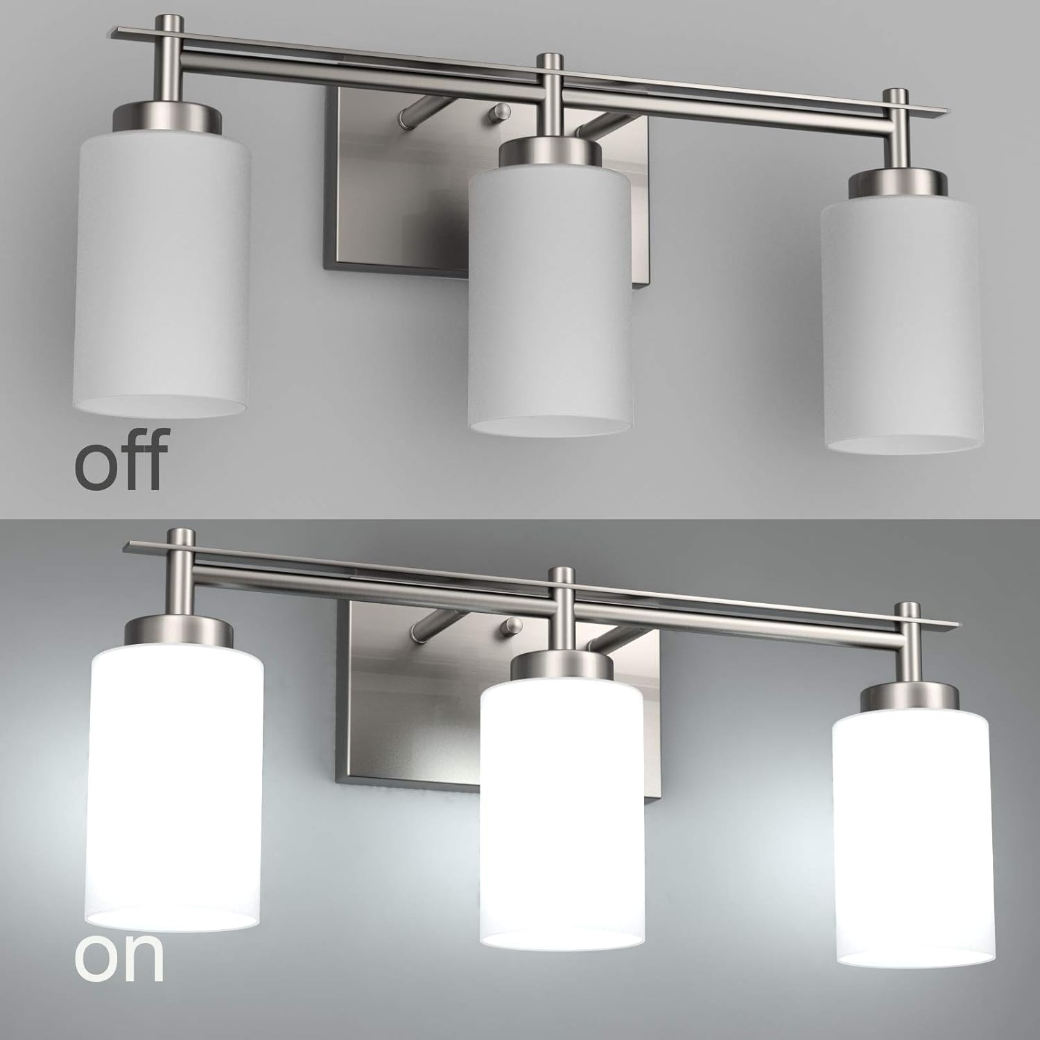 Aipsun Brushed Nickel Bathroom Vanity Light Vintage Bathroom Vanity Lighting Fixtures 3 Lights Industrial Wall Light (Exclude Bulb)