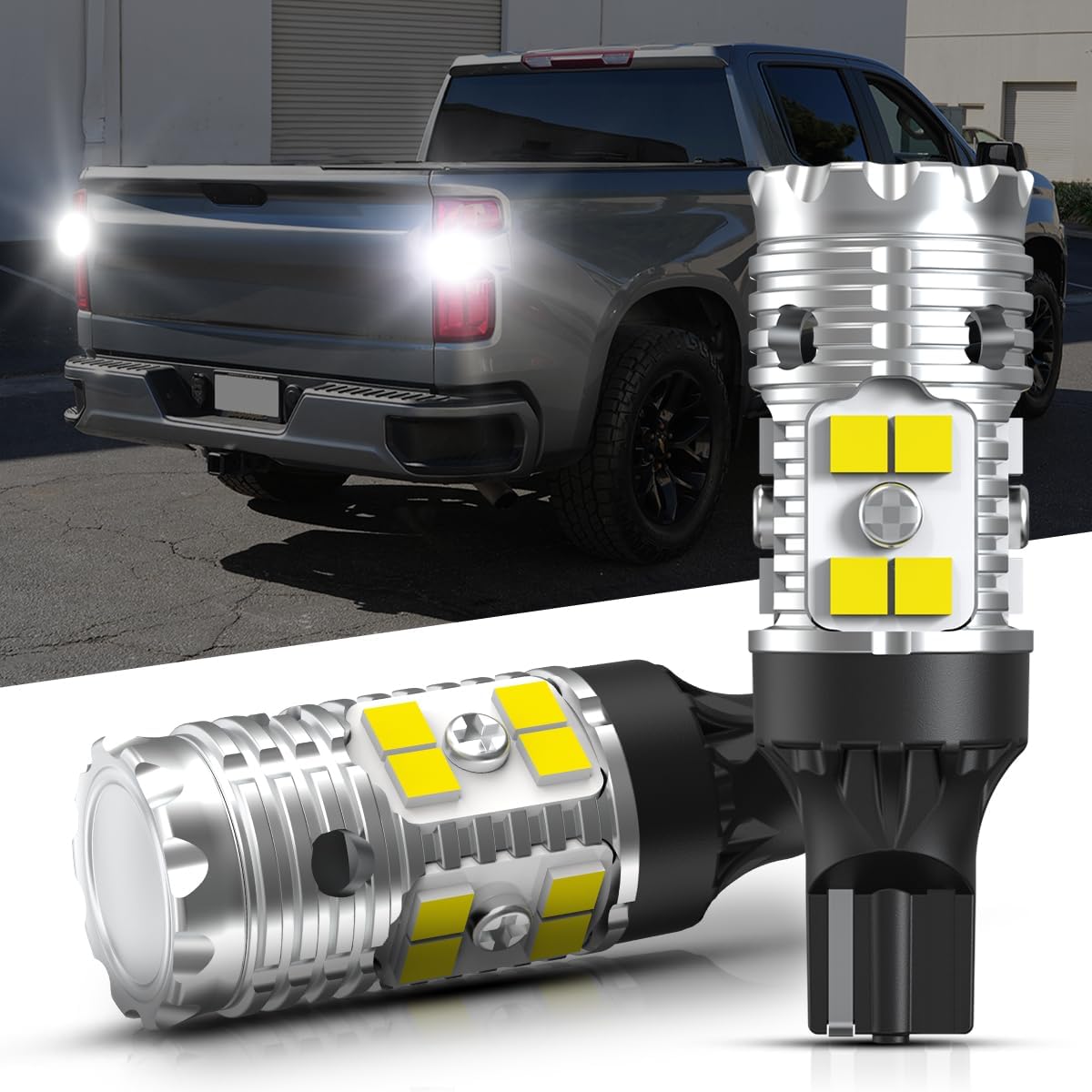 LASFIT 921 W16W LED Reverse Backup Light Bulbs for 2014-2021 2022 2023 2024 2025 Silverado 1500 2500 3500 HD, 6000K Cool White Super Bright OEM Replacement, 2 pcs
