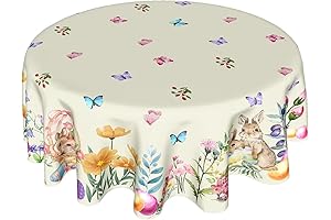 Easter Round Table Cloth Spring Floral 60"