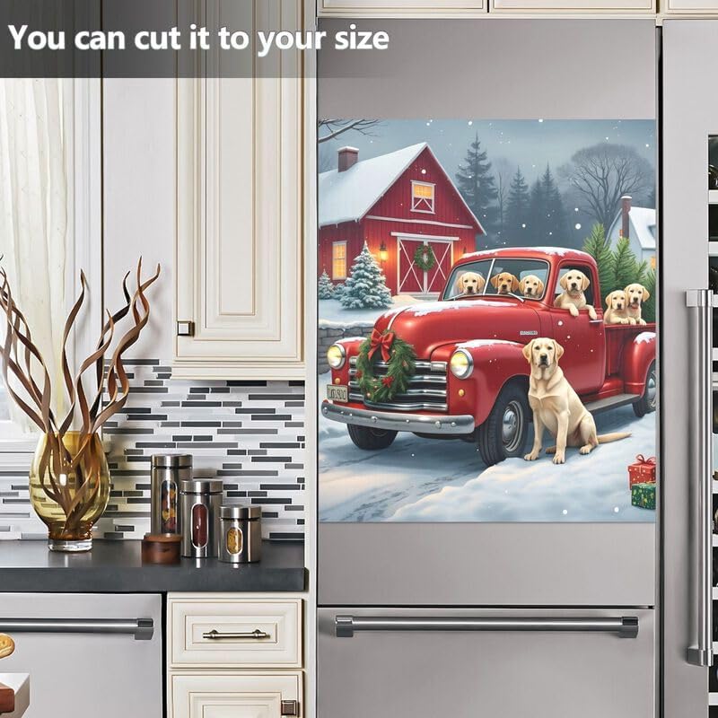 クリスマストラックホワイト食器洗い機磁気カバー食器洗い機ステッカーキッチンキャビネットパネルホームキッチンデコレーション、26H x