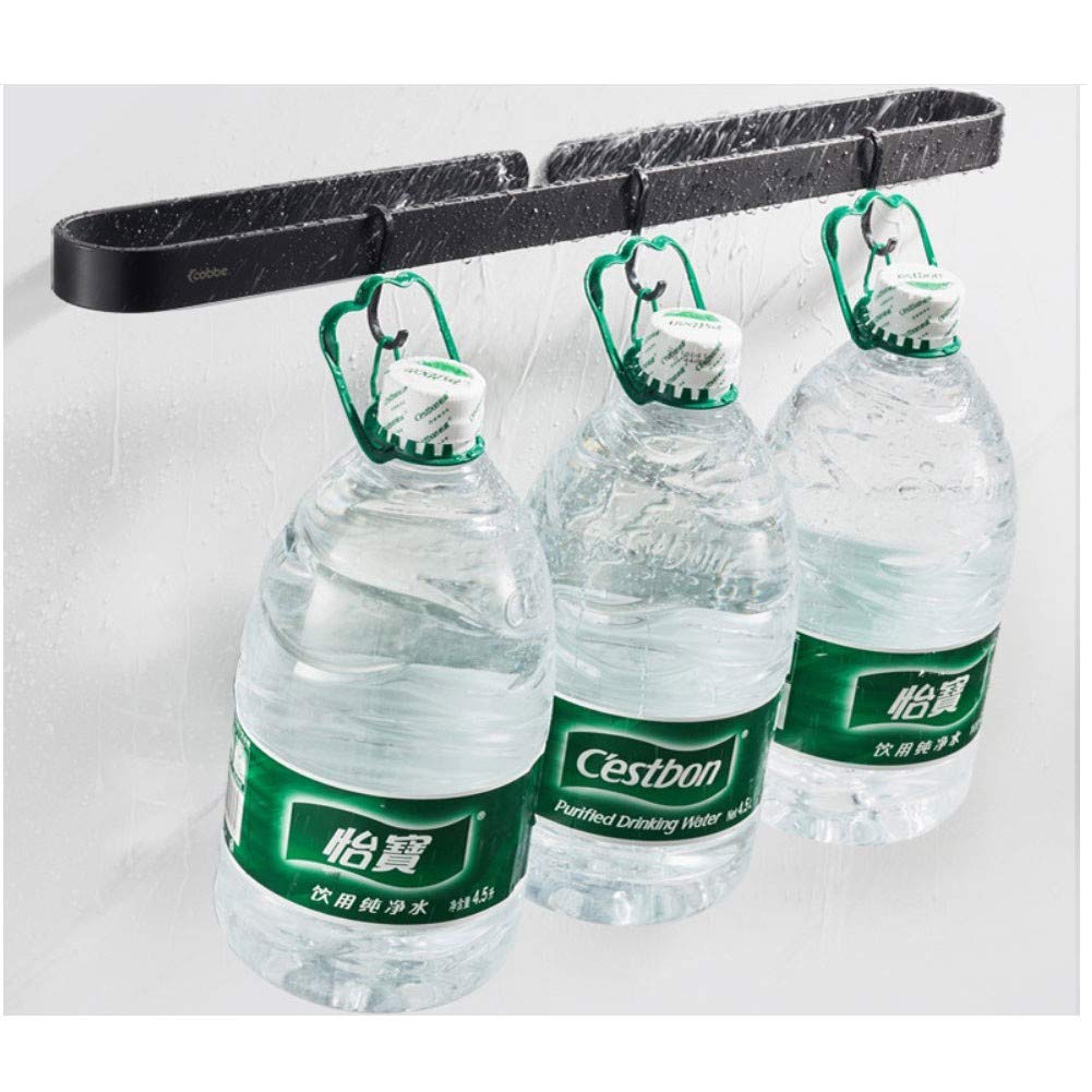 EEUK - Porte-Serviettes Autocollant Sans Perçage | Aluminium 60 Cm Noir | Support Pour Serviettes De Toilette | Salle De Bain/Cuisine