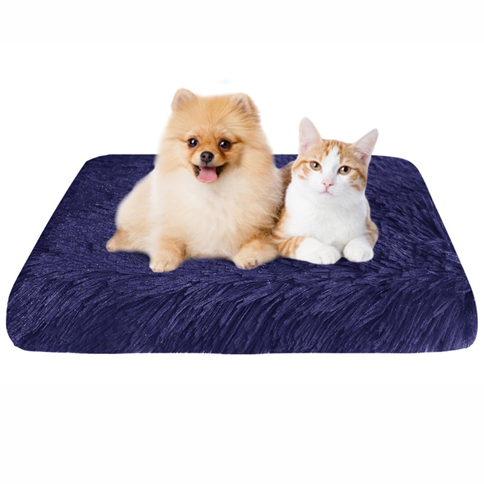 BESTORI Dog Bed Soft Plush Waterproof Lining Dog Crate Pad Mat with Removable Washable Cover Fluffy Anti-Slip Pet Mats for Sleeping Playing, Blue 03, 40 x 30 x 5 cm