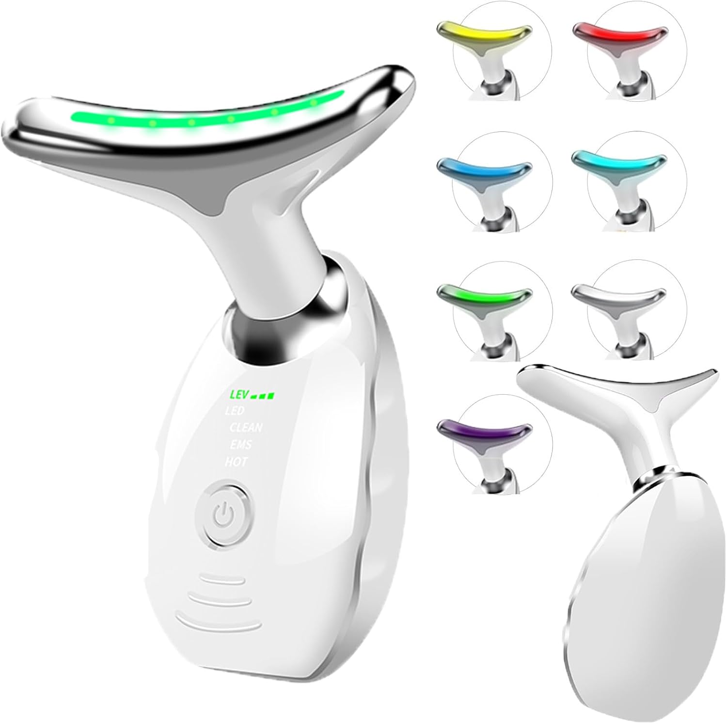 Elektrisch massageapparaat voor het gezicht, anti-rimpel apparaat met 7 kleuren met 3 massagemodi, massageapparaat voor gezicht en hals met vibratie voor een strakkere en zachtheid van de huid