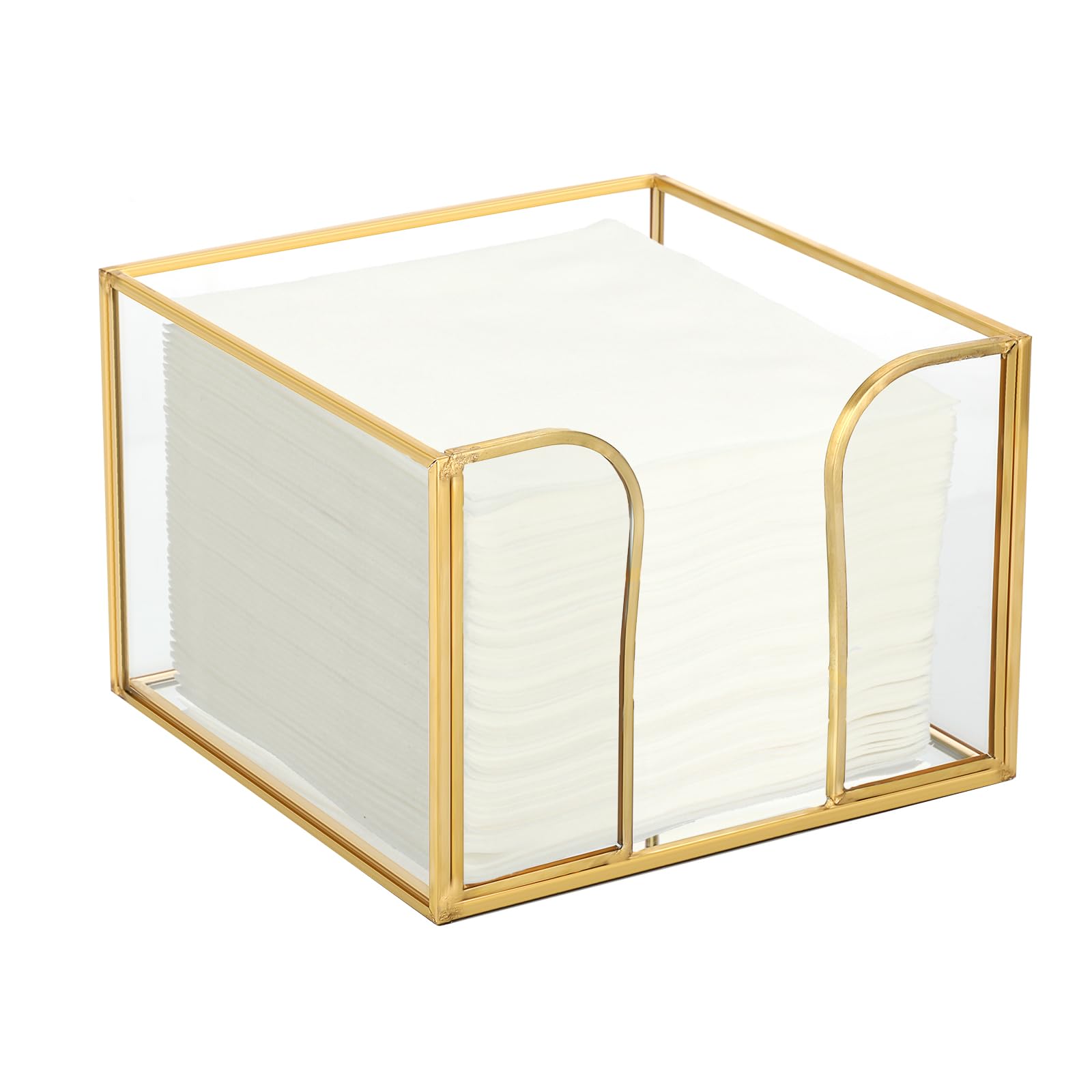 Photo 1 of Sumnacon Glass Napkin Holder for Table, Stylish Cocktail Napkin Holder,Modern Napkin Holders for Paper Napkins,Gold Napkin Holders for Kitchen Dining Table Party Restaurant Bar