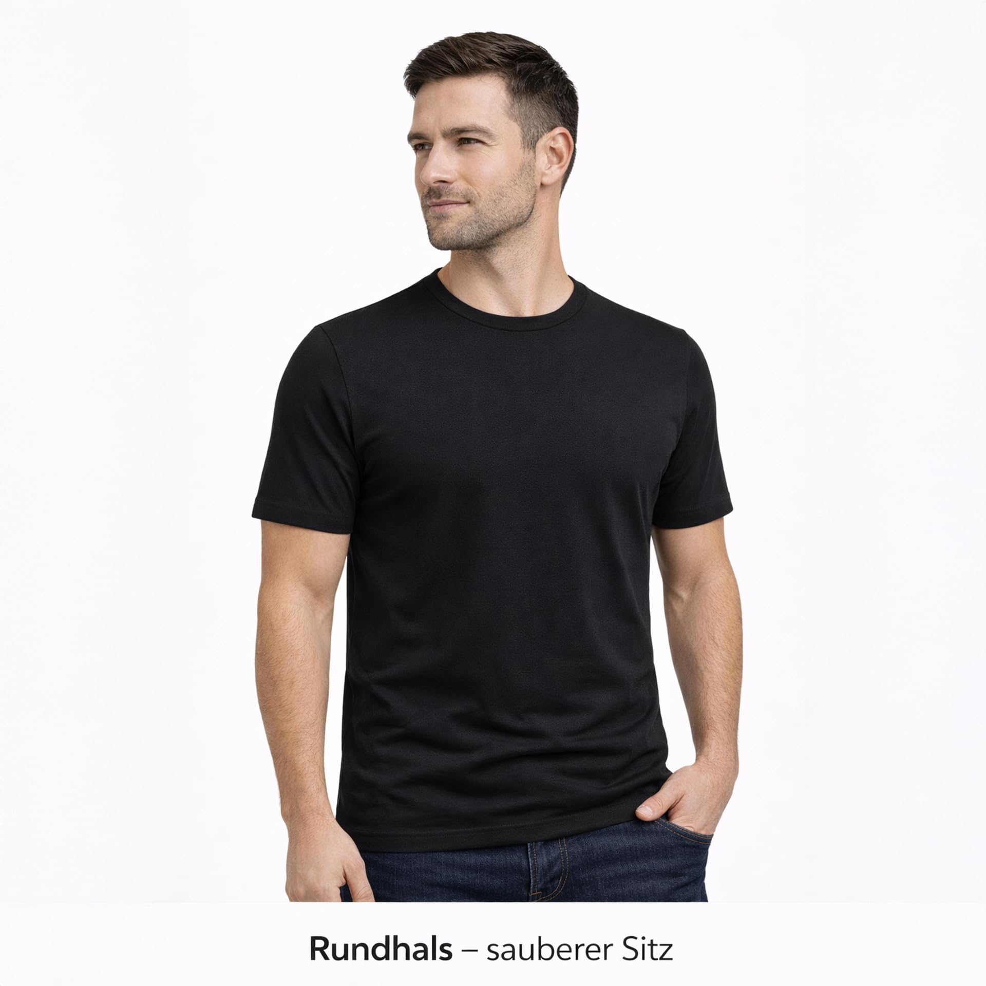 JACK & JONES Confezione da 3 magliette da uomo Basic con scollo rotondo, tinta unita, slim fit, in bianco, nero, blu, grigio, 12167630