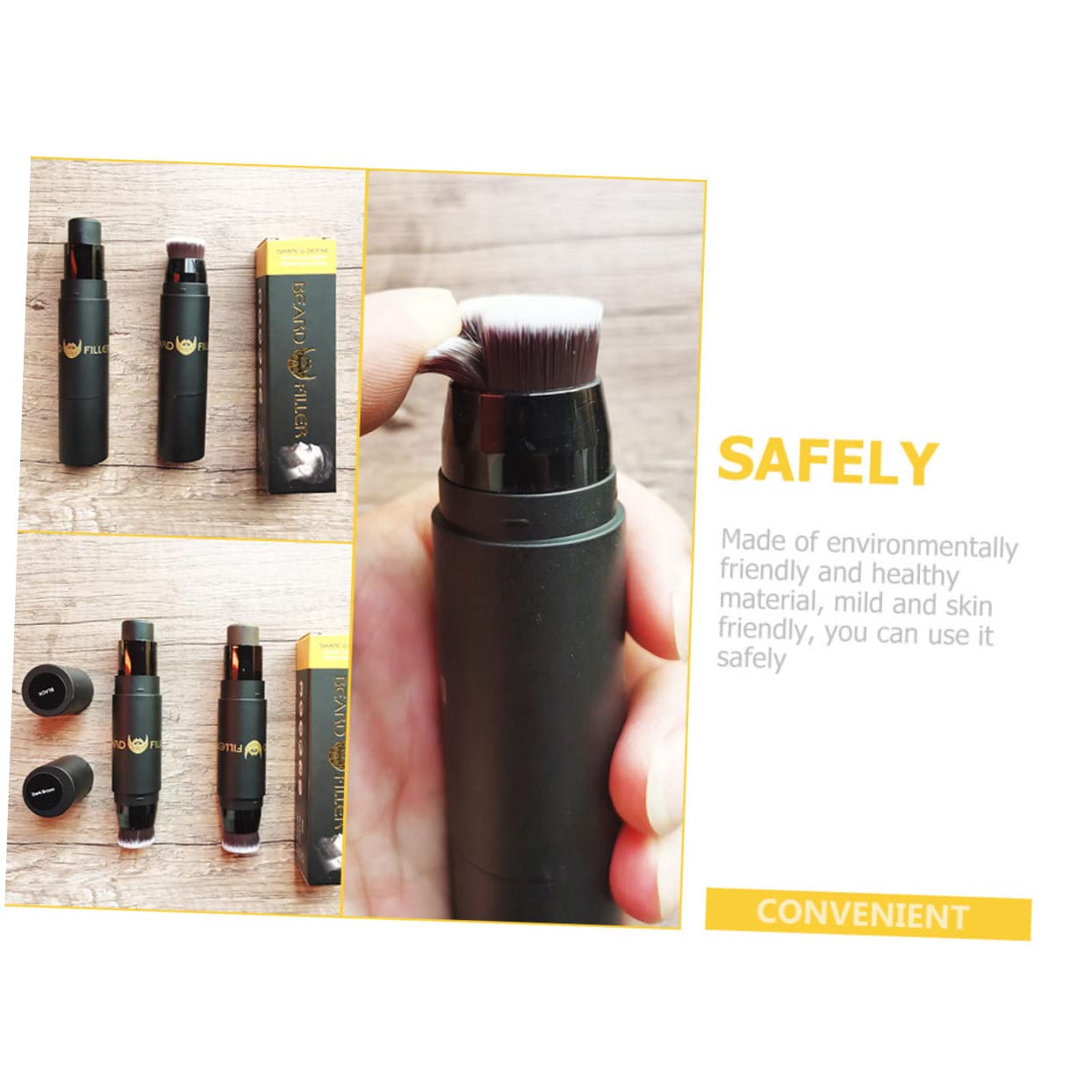 Didiseaon 4pezzi Filler Per Modellare La Barba Portatile Stick Filler Per Barba Con Design Pennello Facile Da Usare Per Risultati Naturali e Precisi