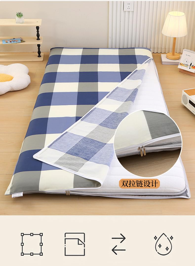 Blu,80 * 200cm,100% Cotone Pavimento Futon Materasso Copertura Giapponese Futon Materasso Copertura con Cerniera Shikibuton Lenzuolo Copertura Morbida Pelle-Friendly Polvere Antipolvere