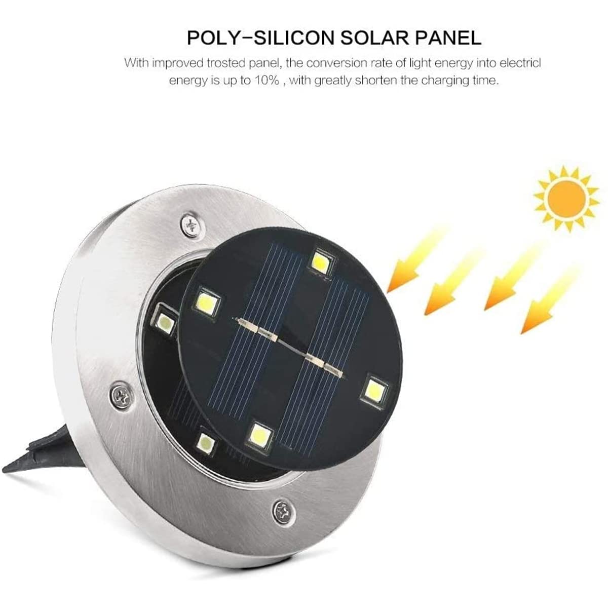 Lampes solaires de Jardin d'extérieur, Lampes solaires au Sol IP65 étanche LED lampadaire lumière Lampe Solaire en Acier Inoxydable pour escalier, allée de Paysage