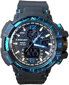 Relógio Masculino Esportivo Militar Analógico Digital, Resistente à Água, Com Alarme, Luz, Cronómetro,Display Duplo, Pulseira de Borracha Desenho Moderno