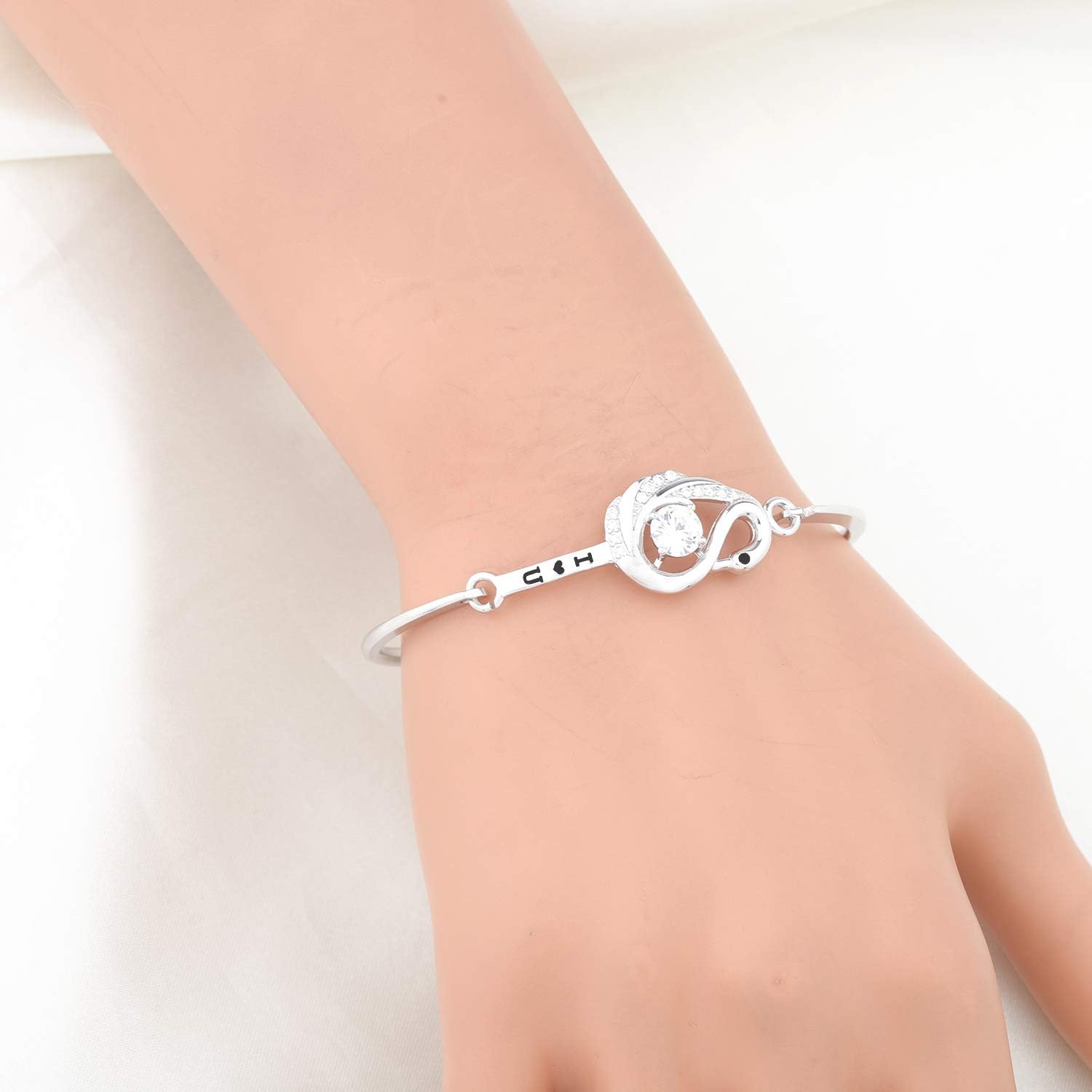 MYOSPARK I Love You Swan Bangle Bracelet with Clear Zircon Bird Jewelry for Swan Lover for Mom Wife - Image 5
