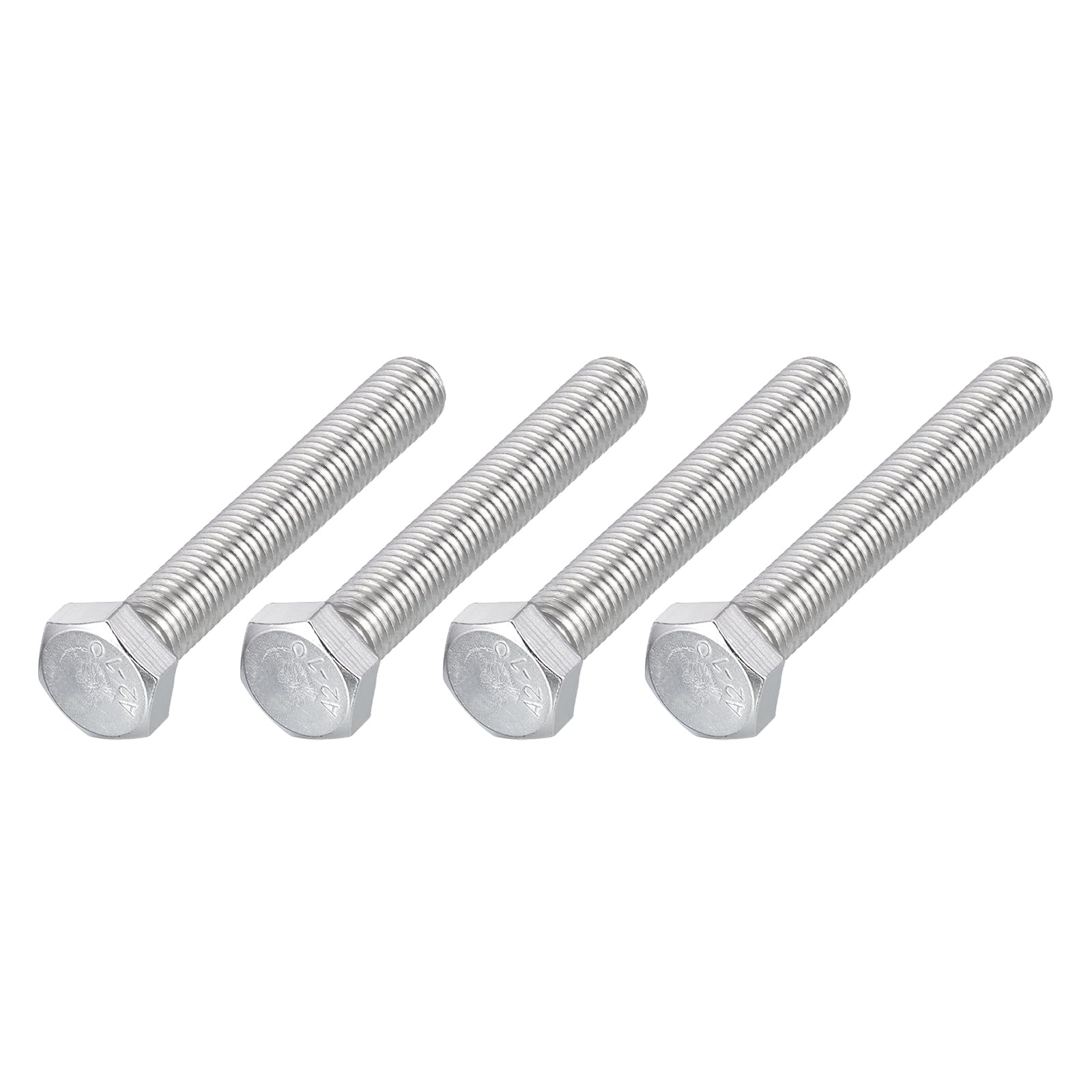 METALLIXITY Hex Bolts (M12-1.75x80mm) 4Pcs, 304 Stainless Steel Coarse Fully Threaded Hex Head Screw Bolt Machine Screws