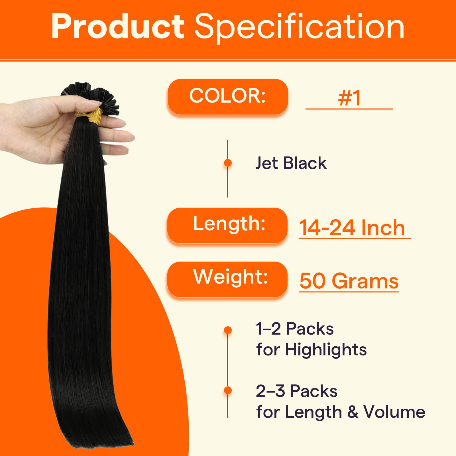 Amazon.com : Full Shine Ktip Human Hair Extensions, 18 Inch  display picture 1