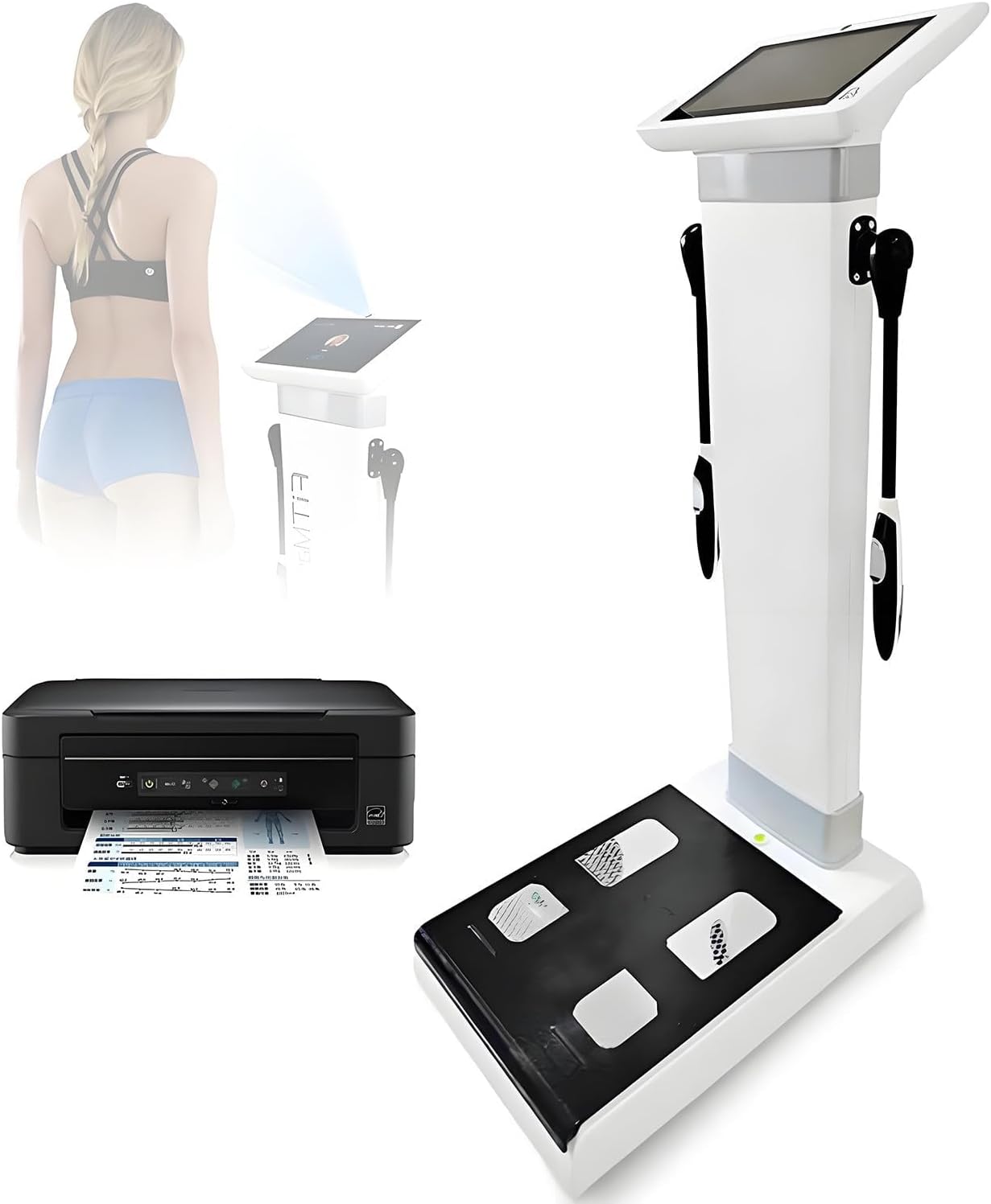Body Fat Analyzer, Body Composition Monitor & Scale with Printer, 10.1 Inch LCD Display, 8-Point Tactile Electrode, 40+ Measurement Data for Fitness Studios