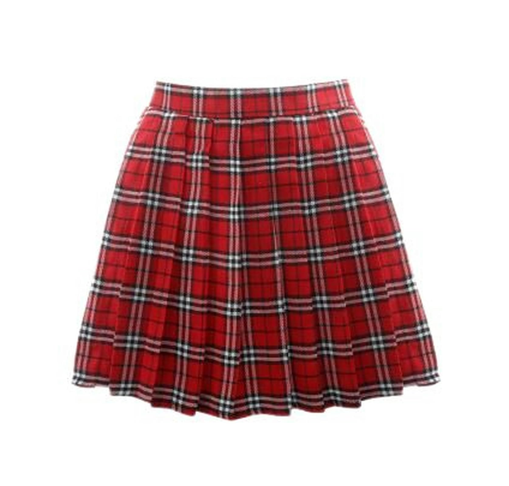 WEITING Falda Plisada Estilo Universitario de Primavera Falda Corta Adelgazante de Cintura Alta Negra de Verano para Mujer - Cuadros Rojos y Verdes - XL