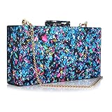 Gets Acrylic Purses and Handbags for Women Multicolor Perspex Box Clutch Purses for Women Wedding Evening Crossbody Handbag (Mixed Blue)