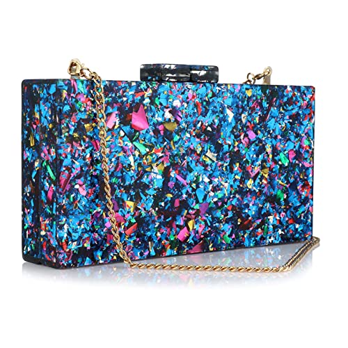 Image of Gets Acrylic Purses and Handbags for Women Multicolor Perspex Geometric Patterns Box Clutch Banquet Evening Crossbody Handbag