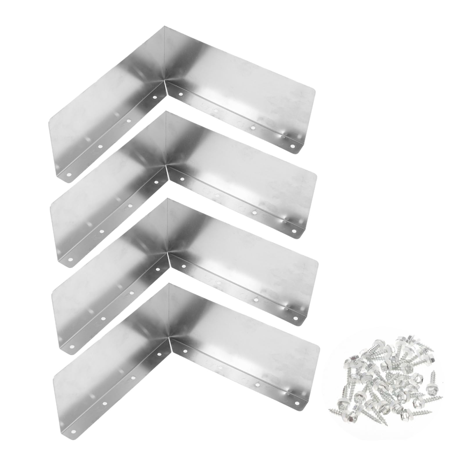 Desviador de Lluvia de Techo de Aluminio, Protector contra Salpicaduras para Canalones y Esquinas de Casa, 4 Piezas, Plata