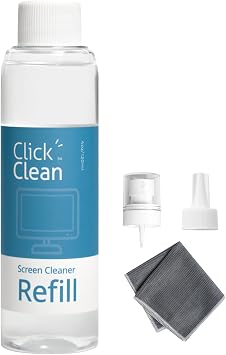 Click Clean Screen Cleaner Refill Kits - 4 oz Cleaner Refill and 1 Microfiber Cloth7.8 x 7.8in, 1 Mini Refill Funnel + 1 Sprayer - Specially Designed for Click Clean Cleaning Products