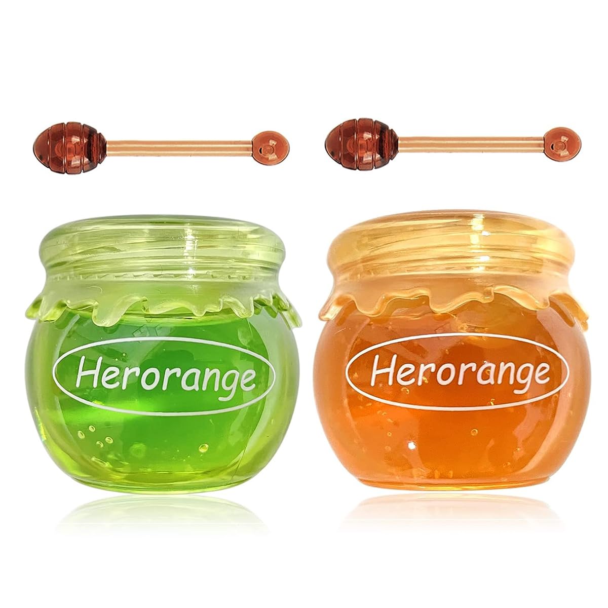 Pakivs 2Pcs Moisturizing Lip Oil with Spoon Honey Lip Balm Glossy Hydrating Lip Mask Moisturizing & Prevention Dry, Everyday Lip Care