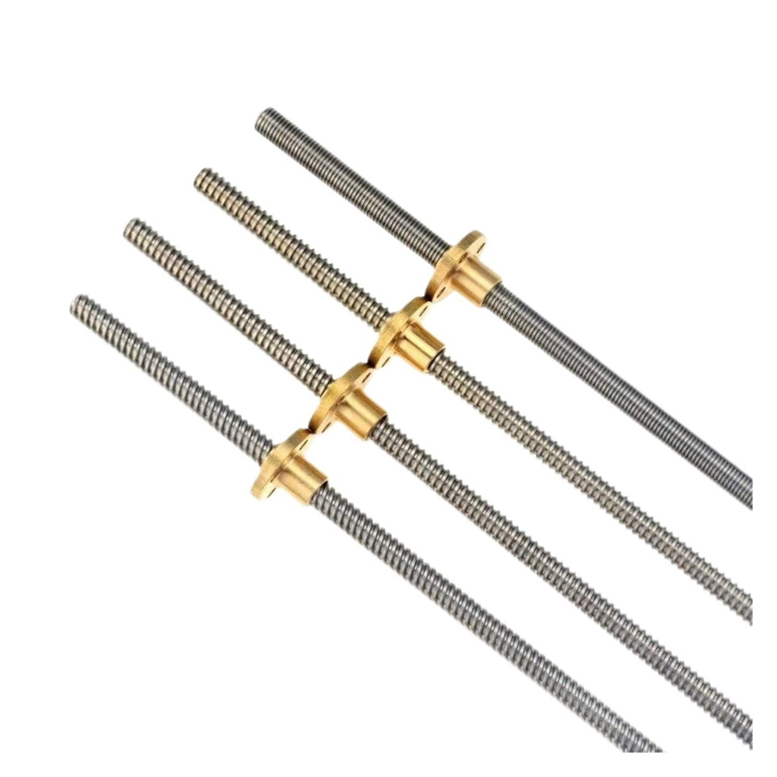 Metal Ball Screw nut end Processing 100mm-550mm T8 Lead Screw Thread 8mm with Brass Nut Trapezoidal Rod Pitch 2mm Lead 10mm(450mm)