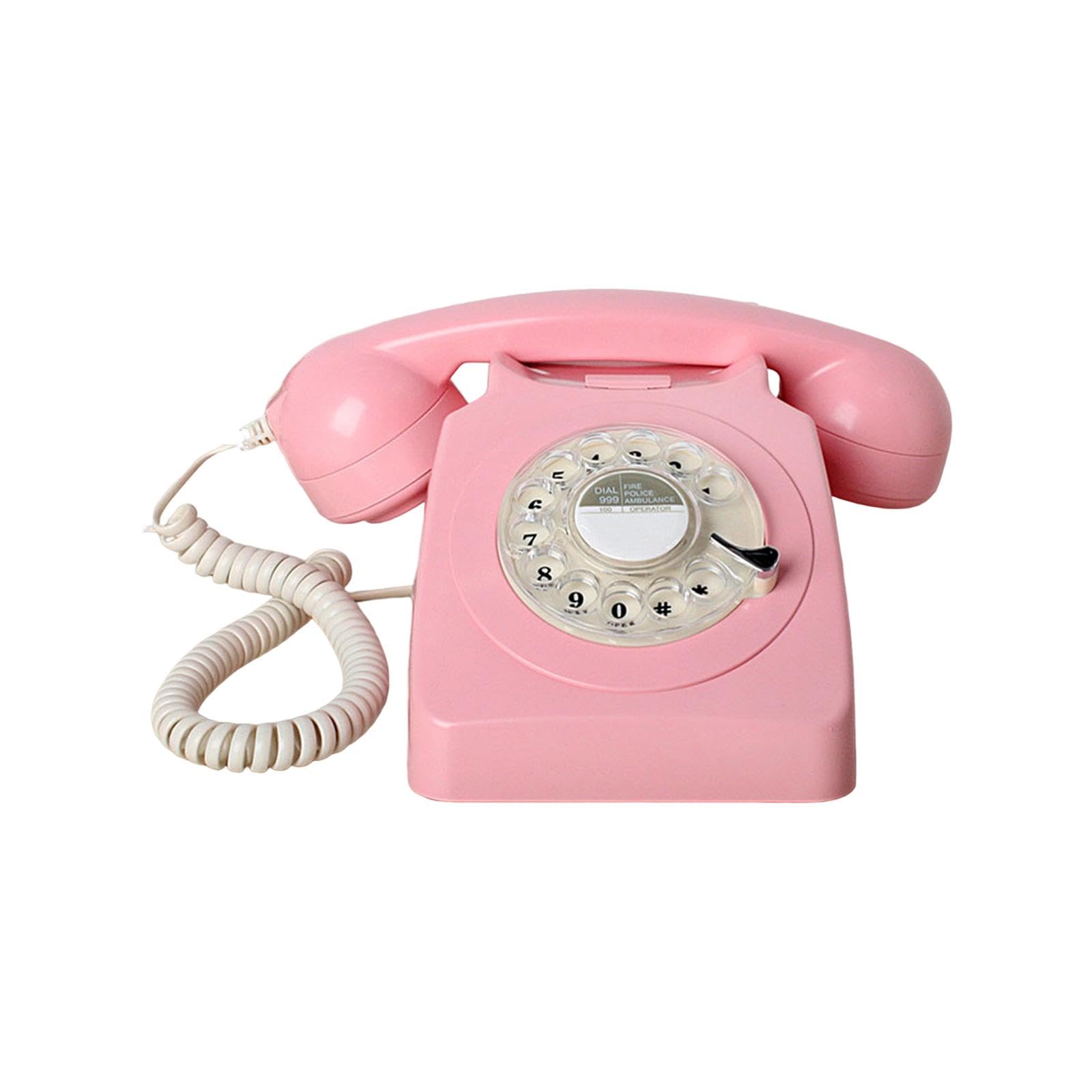 CALANDIS® Retro Landline Phone 1960'Style Decorative Vintage Rotary Dial Telephone Pink | Corded Telephones | Home Telephones & Accessories-picture-24