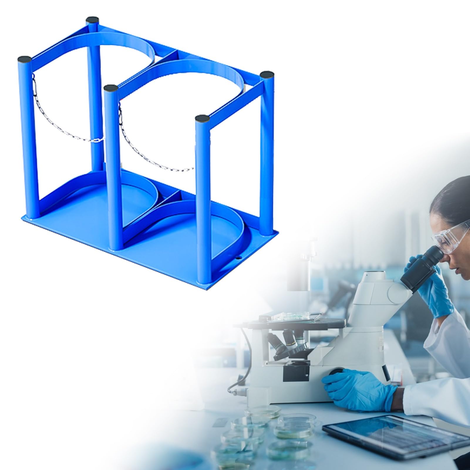GHHVFEC Oxygen cylinder rack,Oxygen Tank Holder for Laboratories - 4-5L MJDREll Oxygen Cylinder Rack, Pre-drilled Stand with Stable Design, Gas Cylinder Bracket Without Wheels (L-39cm/15.4")