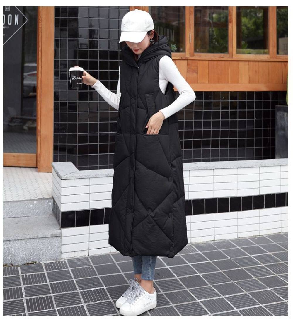 Longweste Damen,Lange Steppweste Damen Lange Weste Mit Kapuze, Rosa Steppweste Extra Lange Schlanke Elegante Weste Damen Winddichte Steppweste Wattierter Mantel Für Damen Mädchen Outdoor-Büro