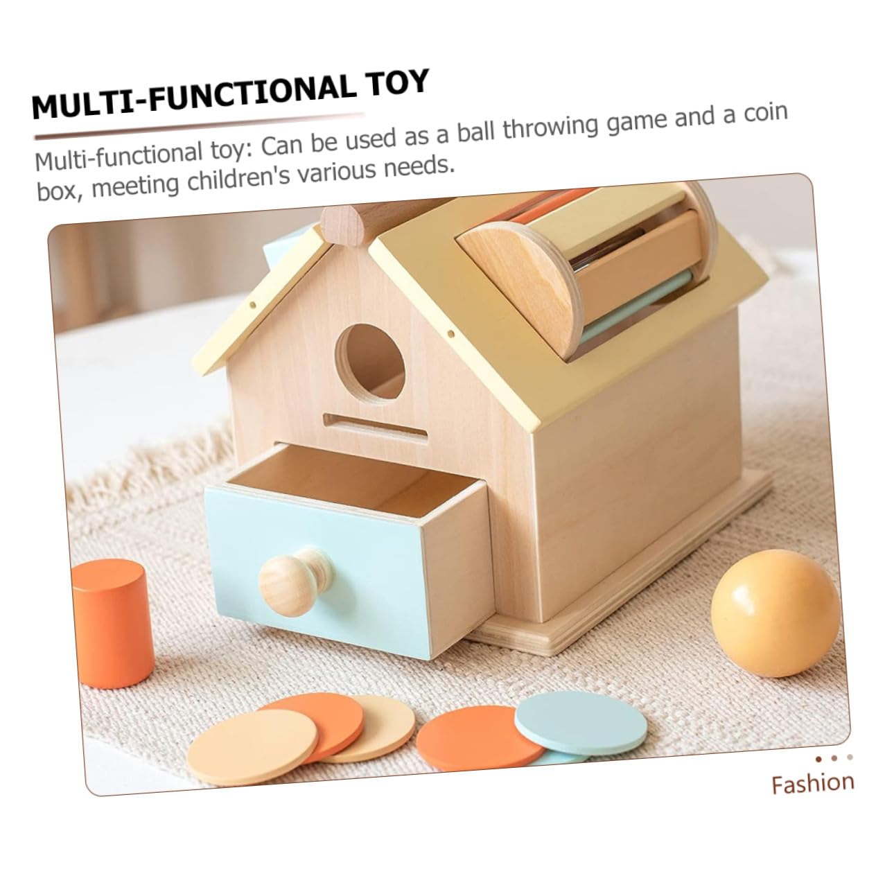 Abaodam Juguete Educativo de Madera para Lanzar Bolas y Monedas, 1 Juego | Aprendizaje y Educación, para Bebés y Niños, Entrenamiento de Coordinación Ojo-mano y Concentración