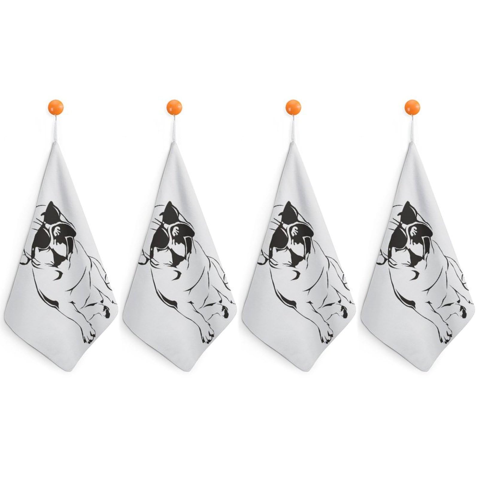 LEDFCVSU 4 Piece Hanging Hand Towels, French Bulldog Small Dry Hand Towel for Kitchen Bathroom
