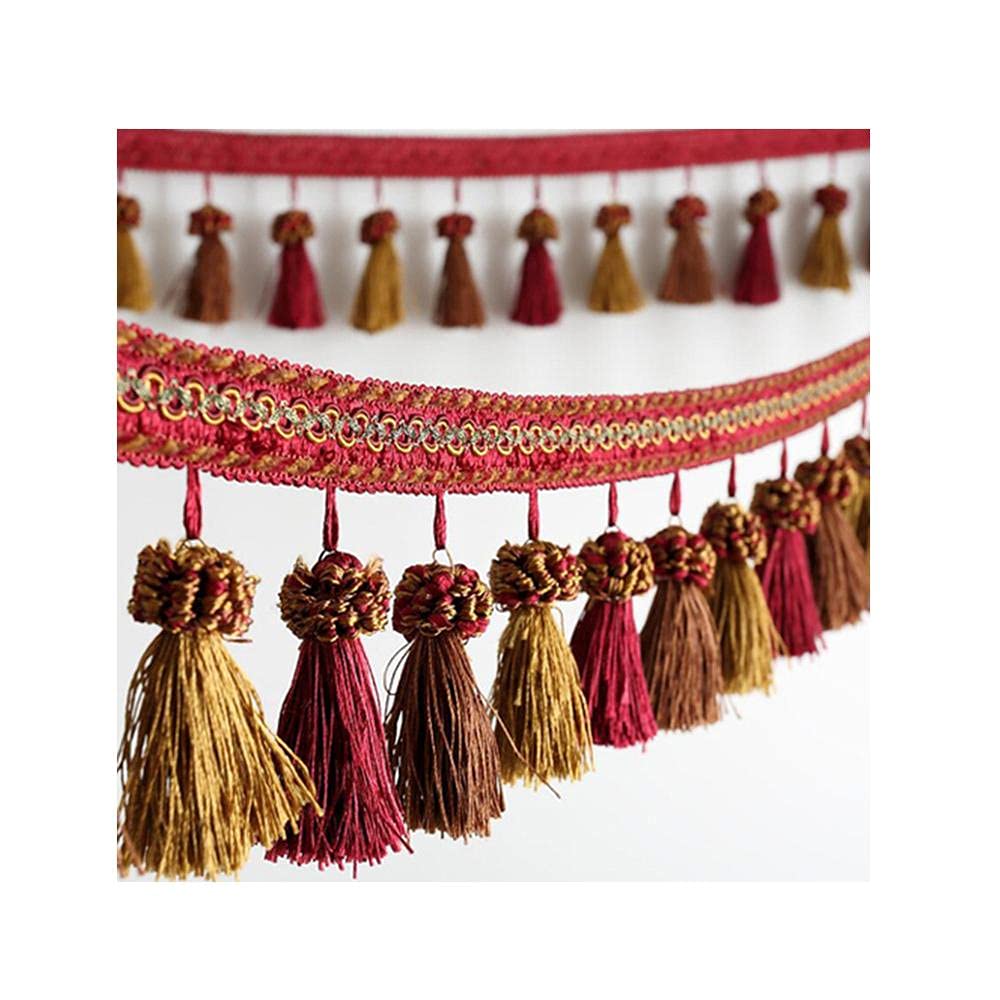 Nastro Con Frange E Nappe Da 4 Metri – Yalulu, Decorazione Tende E Cucito, Colore Oro Chiaro, 11 Cm Di Altezza