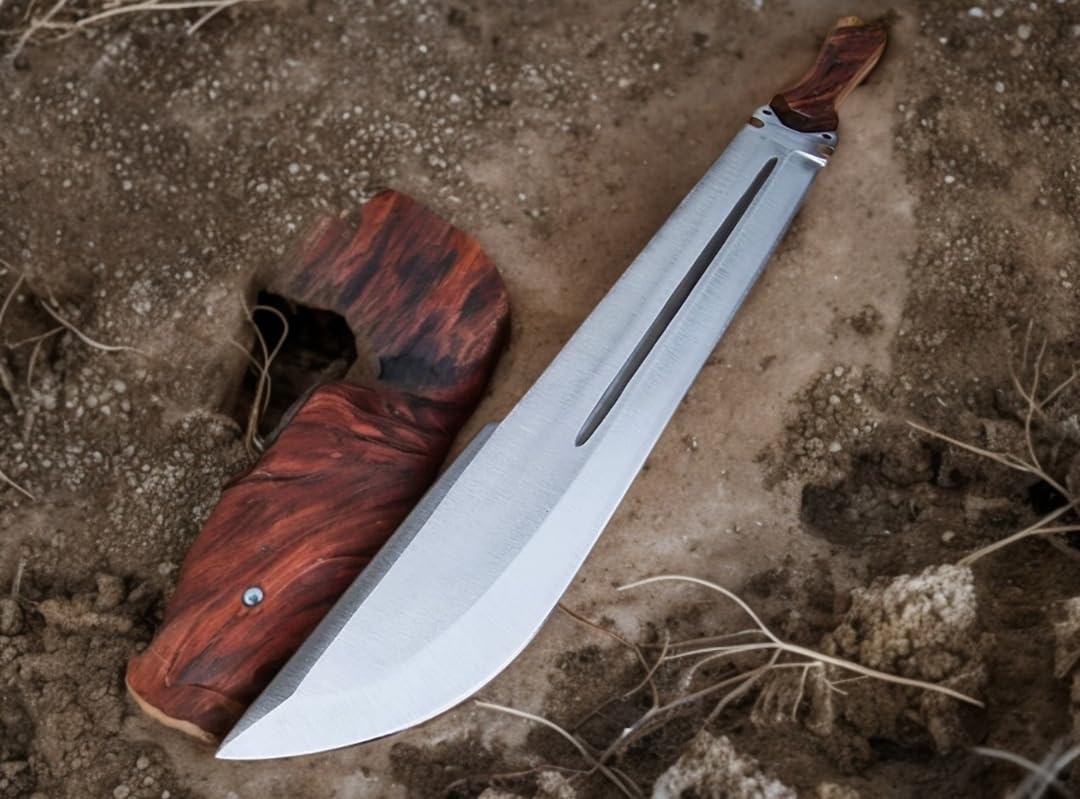 Empire - 25 Inch Long Bushcrat Sword Full Tang Handmade J2 Steel Hunting Sword with Sheath - Rose Wood Grip Survival Sword Sharp Edge Best Gift for Him - Birthday Gift