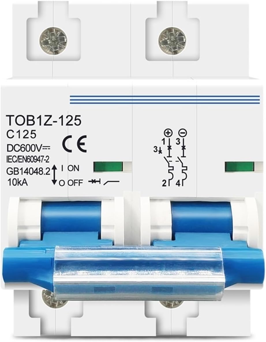 2P 80A 100A 125A DC MCB 600V Circuit Breaker for PV System C Curve(100A)