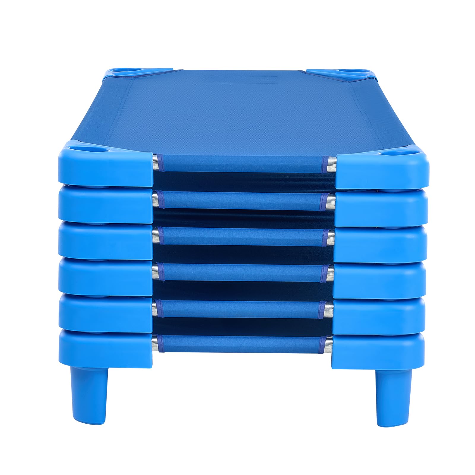 VEVOR Lit de Sieste empilable pour Enfant, 6 pcs, lit de Couchage Portable pour Tout-Petits, 130 x 57 cm, lit de garderie pour Enfants, pour Salle de Classe préscolaire, pour Dormir, se Reposer, Bleu