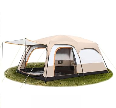 Camping Tent Dome Tent with 2 Rooms, 1. Lobby, For 3-5 People, 5-8 People, 8-12 People, Double Layer, Easy Setup, UPF 50+, Rainproof, Sunshade, Mesh Window, Large, Breathable, Family, Camping