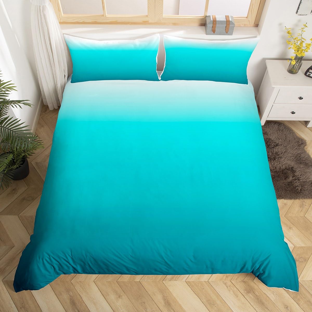 Parure de lit bleu ombre esthétique pour transformer votre chambre en un havre de paix moderne