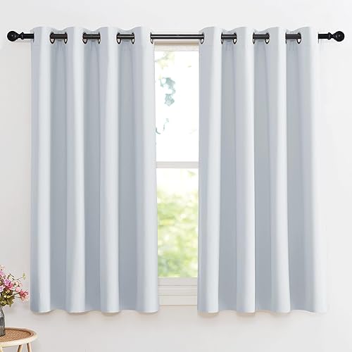 Miniatura 109 de KGORGE - Cortinas opacas grises para dormitorio 2 paneles, 42 x 63 pulgadas con ojales, cortinas de oscurecimiento de habitación con aislamiento