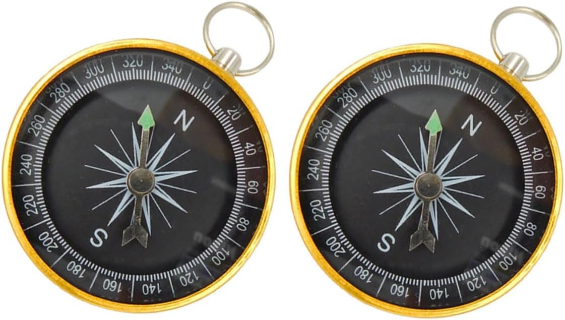 Mini Aluminum Alloy Hiking Compass Keychain Pair for Outdoor Adventure, Camping Backpacking Survival, Portable Boating Climbing Compass Accessory