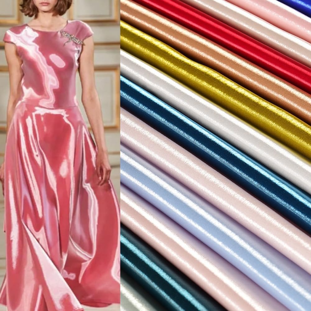 Tela de raso fluida de 2 m, ancho de 150 cm, brillante, tela de raso por metros, tela decorativa para disfraces, tela para manualidades, costura, artesanía, moda de noche, faldas de pasarela