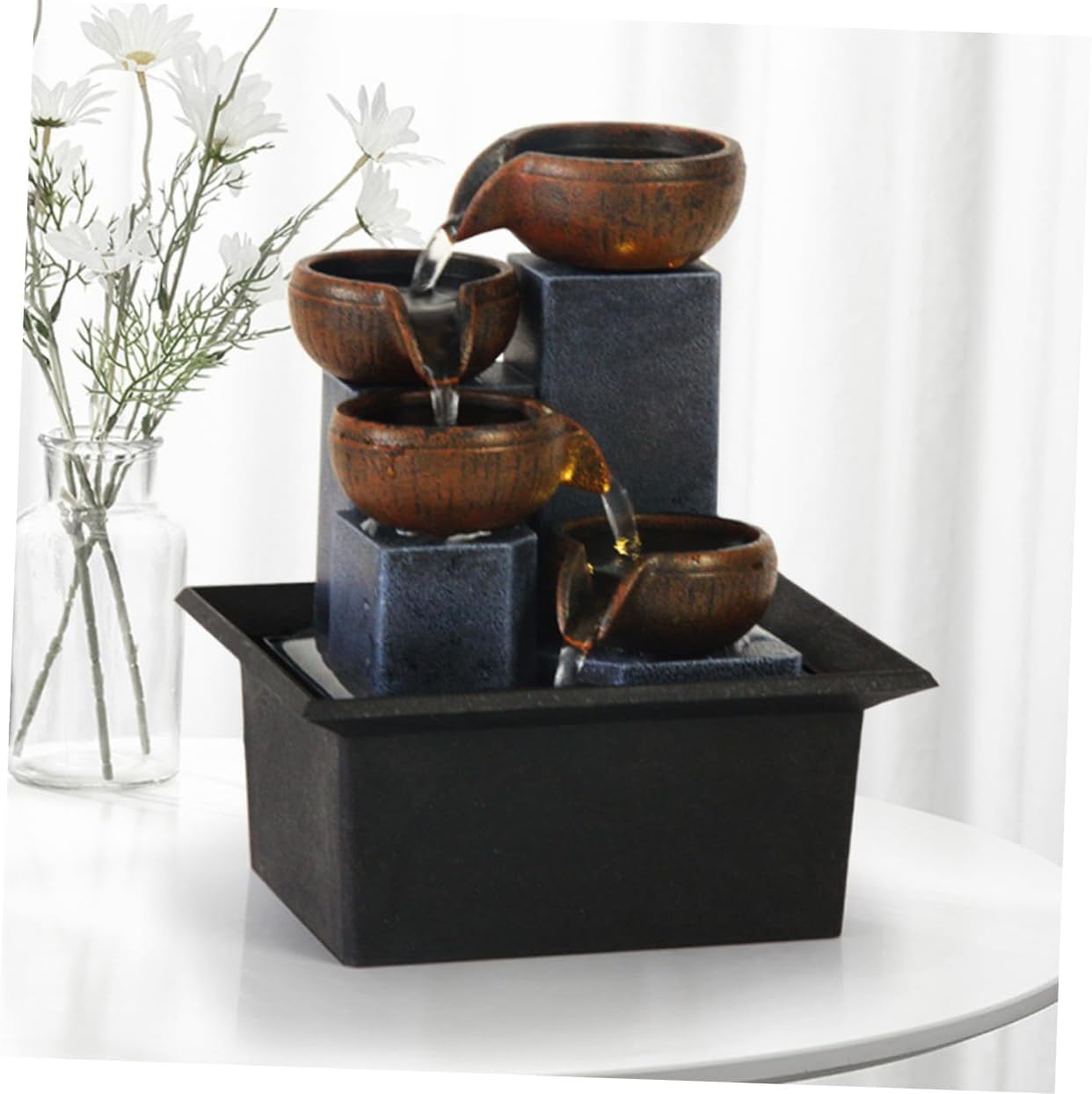 Cabilock Tabletop Water Fountain Elegant Office Ornament for Living Room Peaceful Zen Decor Beautiful Craftsmanship Suitable for Home and Office Decoration Us Included