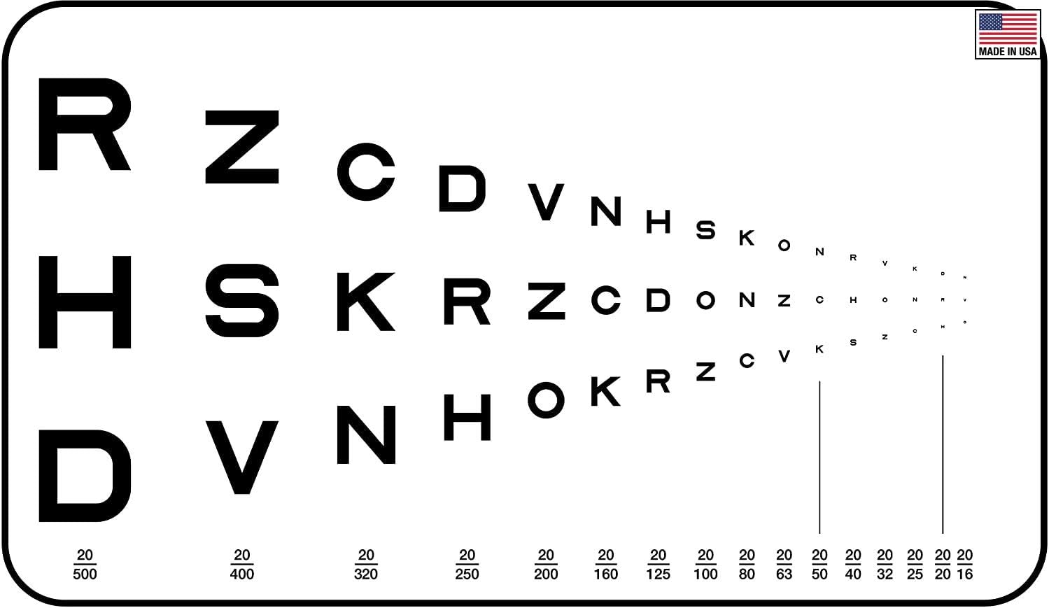 Precision VisionPocket Near Vision Eye Chart, Traditional Runge