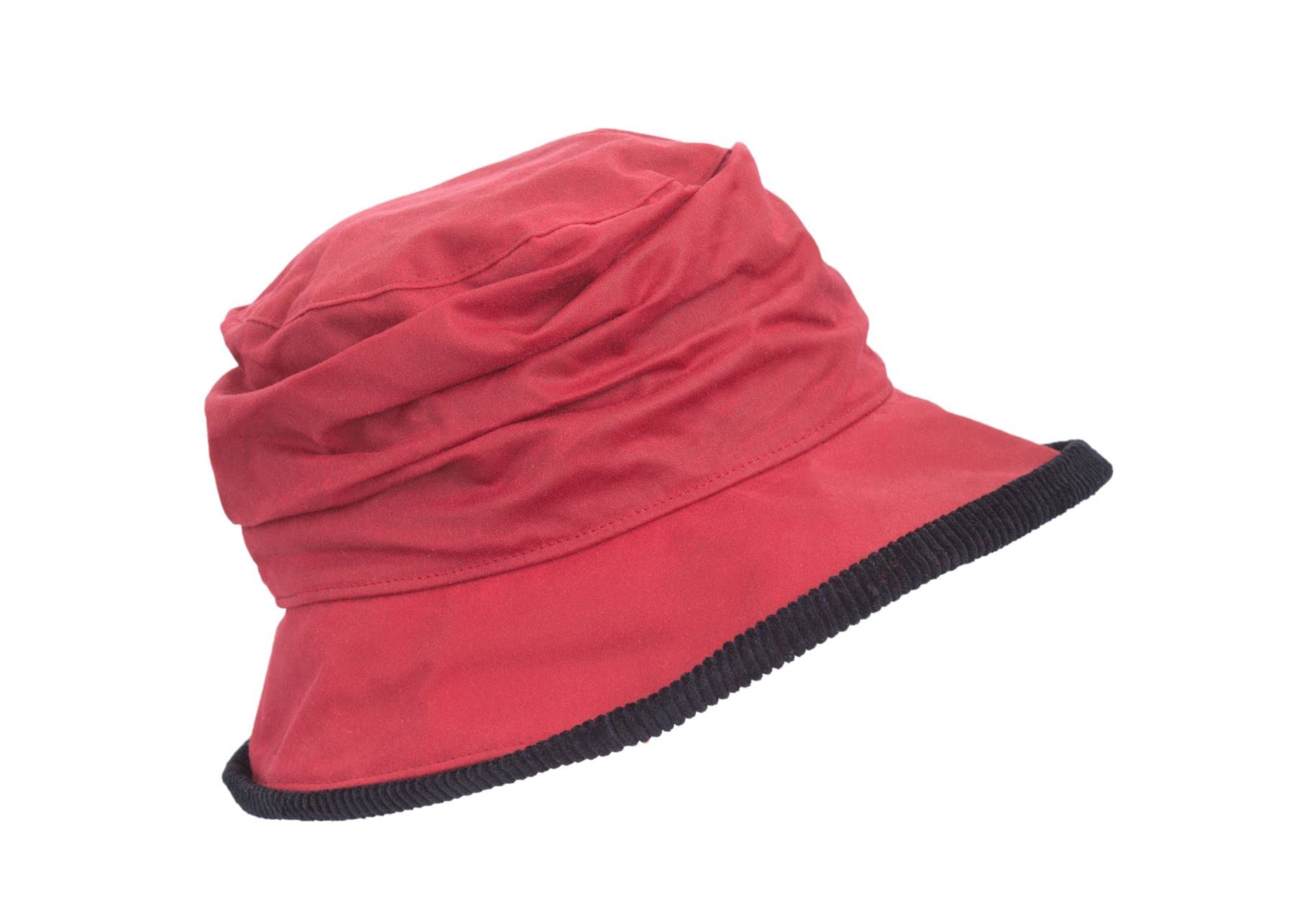 Walker And Hawkes Women's Red - Olive British Millerain Waxed Cotton Diana Country Hat - Xs/S (56Cm/57Cm)