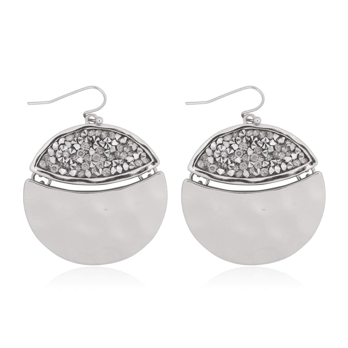 Glitter Rhinestone Statement Earrings - Sparkly Crystal Geometric Hexagon, Round Hoops, Vertical Bar, Teardrop Dangles, Shield Disc Drop