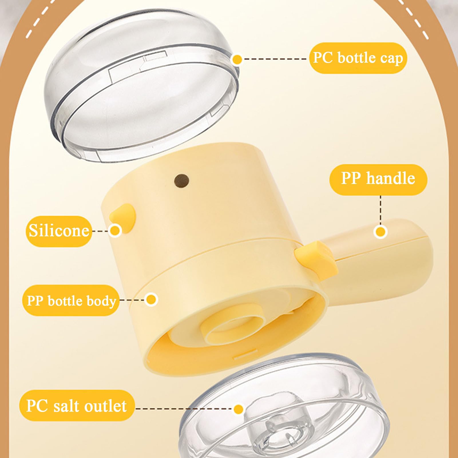 Salero - Pimentero Dosificador - Recipiente Hermético Multiusos para Sal con Asa para Barbacoa, Hornear, Cocina Casera y de Restaurante