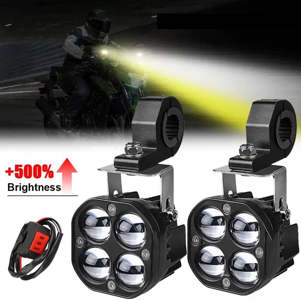 KWEZ Faro Compatible Faros Luces antiniebla auxiliares para moto | El camión ligero de la motocicleta llevó la linterna de las señales de vuelta de los proyectores 30000LM 200W(P4 2 PCS Light)