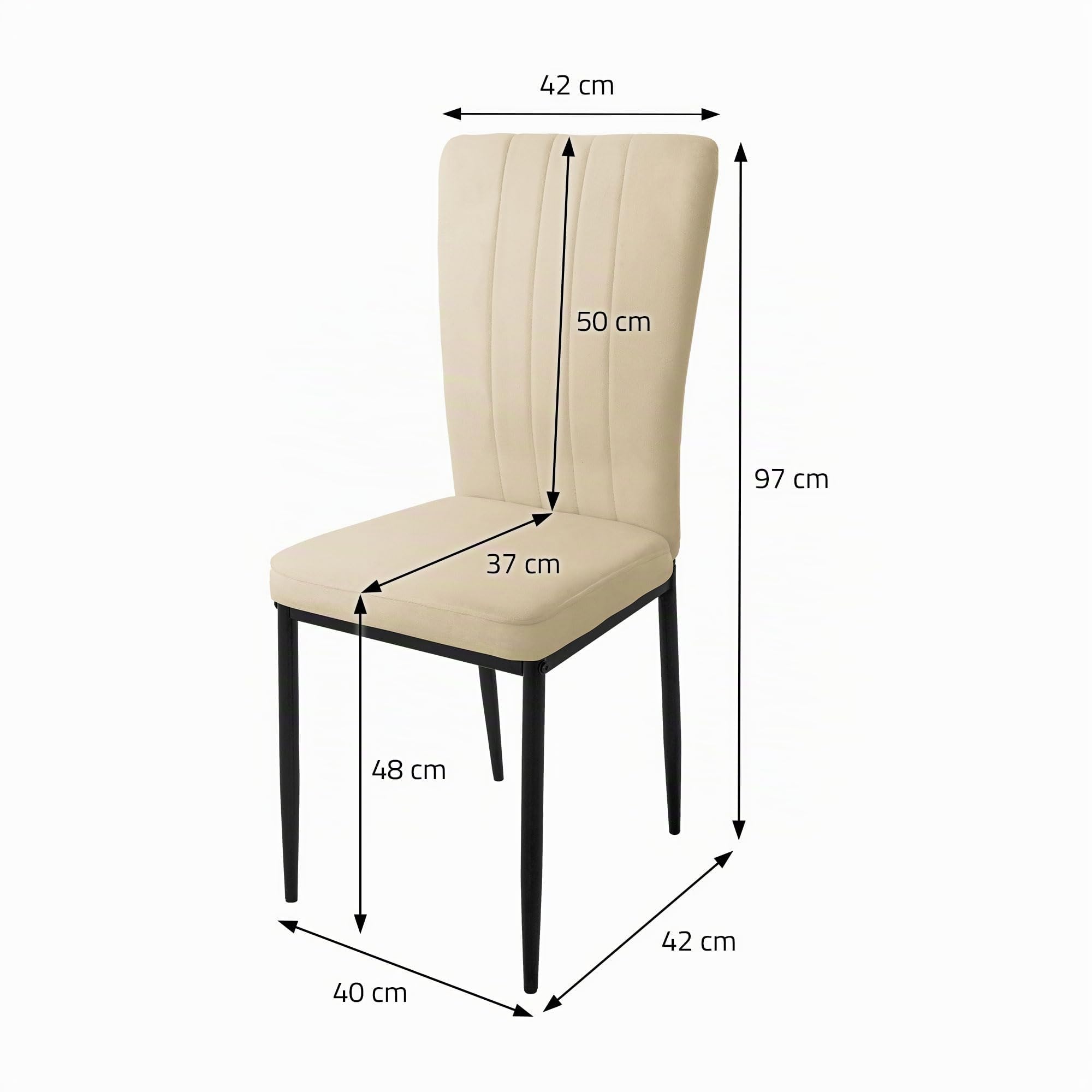 ML-Design Set di 4 Sedie per Sala da Pranzo con Rivestimento in Velluto Crema Sedie da Cucina con Schienale Imbottita con Gambe in Metallo Sedia Ergonomica per Tavolo da Pranzo Sedia da Soggiorno